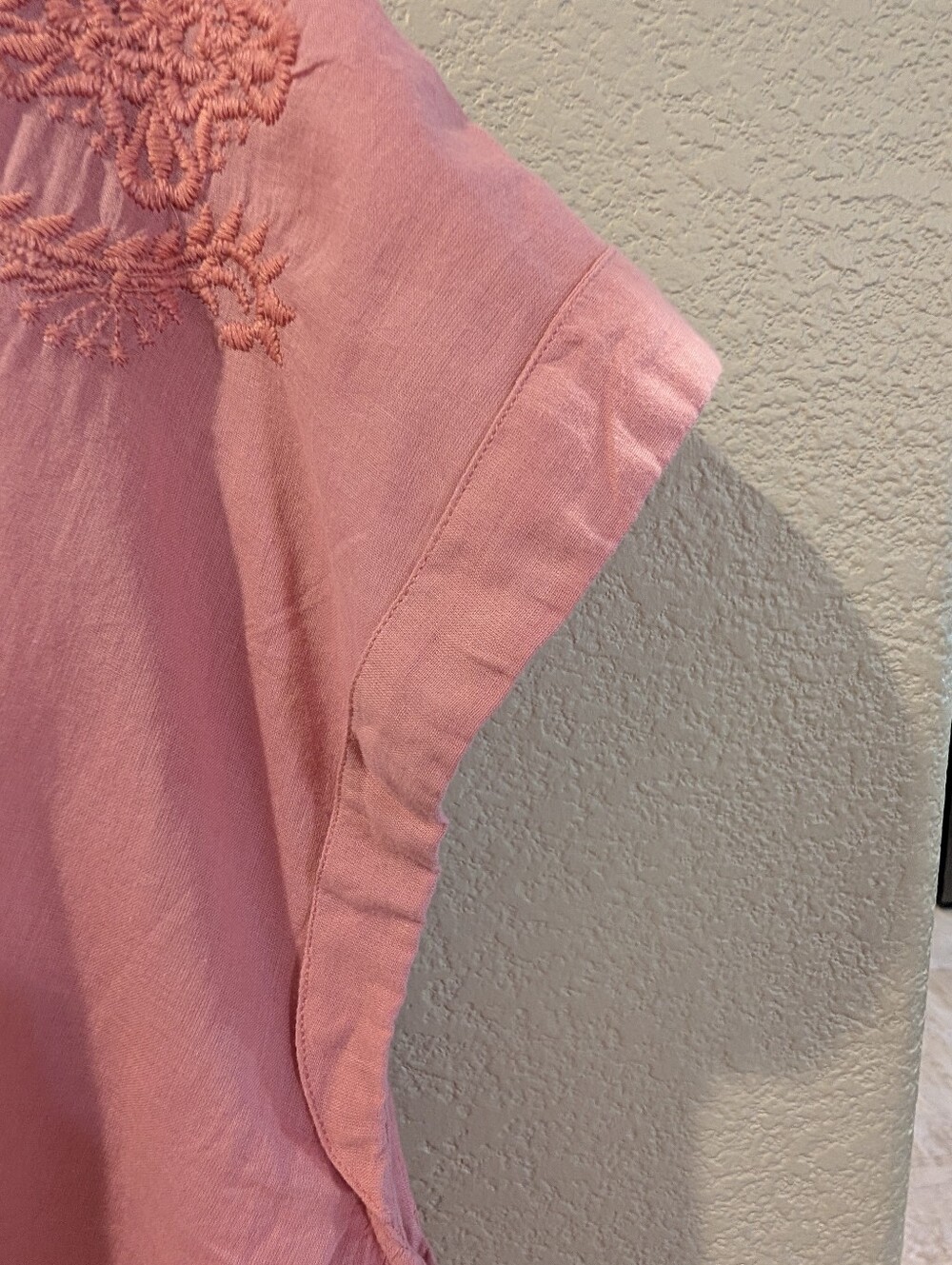 Indigo Thread Co Pink Embroidered Boho Tunic Top 1X Cotton Side Tie - Picture 10 of 12